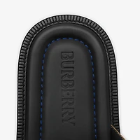 Check and Leather Drift Sandals​ in Black/sand beige - Men | Burberry® Official