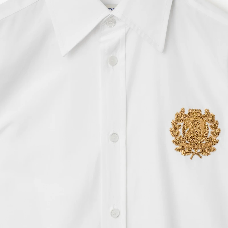 Regular Fit B Crest Cotton Shirt in Optic white - Women | Burberry® Official