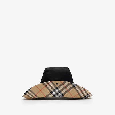 Check Brim Gabardine Hat in Black - Men | Burberry® Official