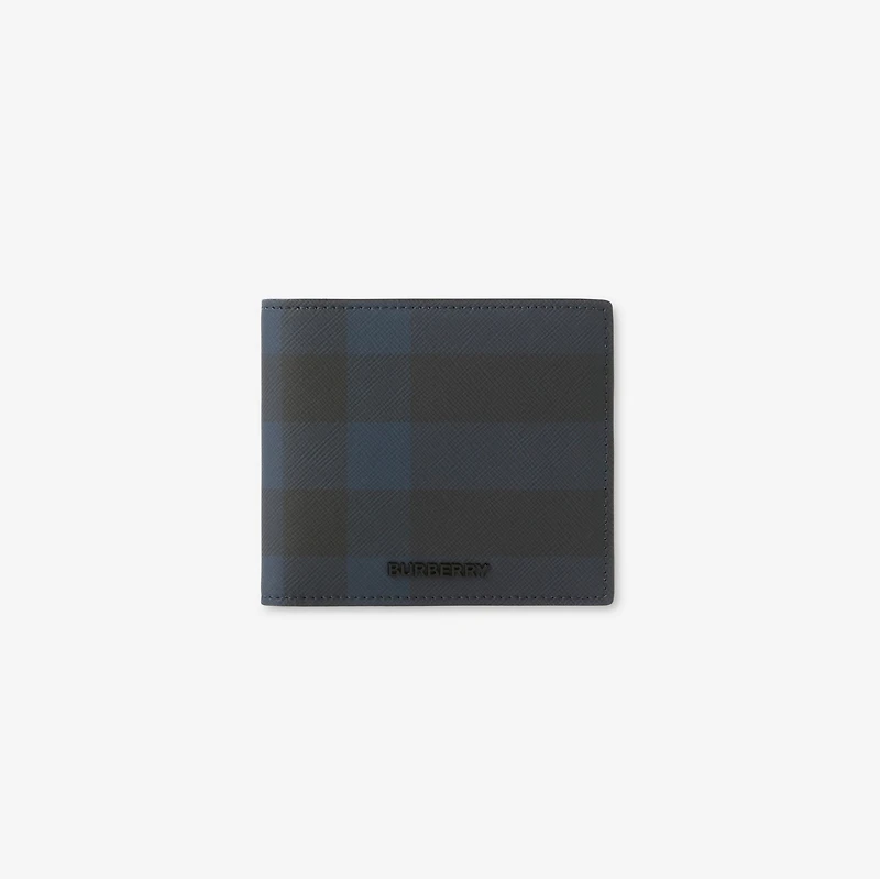 Check Bifold Wallet in Navy - Men, Canvas | Burberry® Official