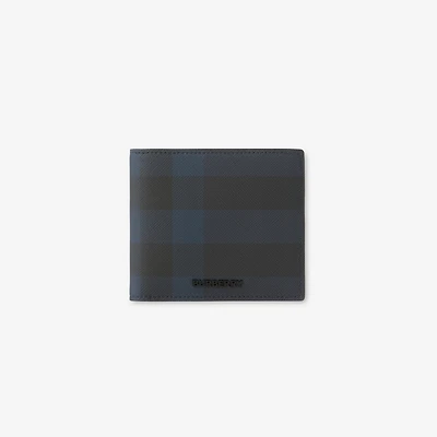 Check Bifold Wallet in Navy - Men, Canvas | Burberry® Official