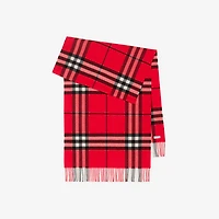 Wide Check Cashmere Scarf in Scarlet | Burberry® Official