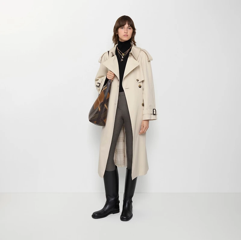 Long Gabardine Fitzrovia Trench Coat in Clam beige - Women | Burberry® Official