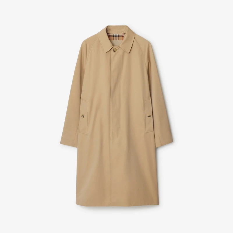 Long Camden Heritage Car Coat in Honey - Men, Cotton Gabardine | Burberry® Official
