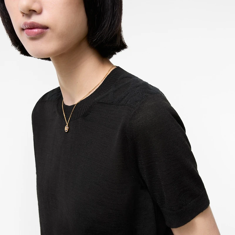 Check Panel Wool Silk Top in Black - Women | Burberry® Official