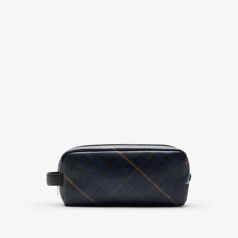 Check Travel Pouch in Midnight - Men, Cotton, Linen | Burberry® Official