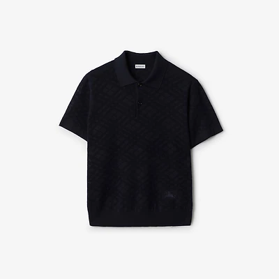 Check Wool Polo Shirt in Silhouette blue - Men | Burberry® Official
