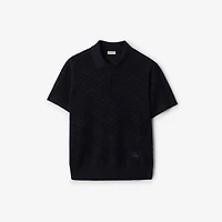 Check Wool Polo Shirt in Silhouette blue - Men | Burberry® Official