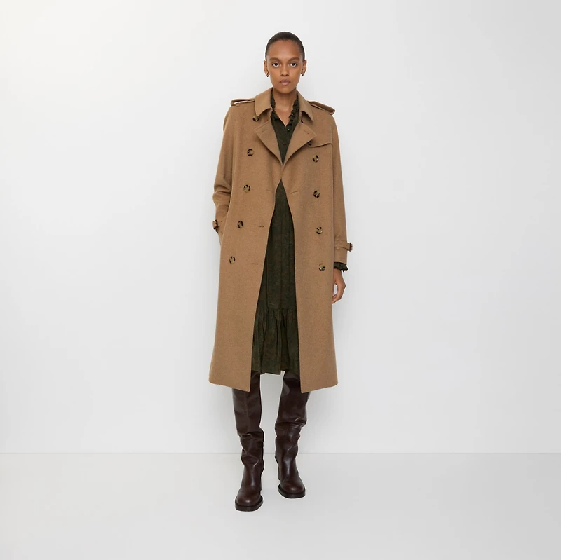 Long Cashmere Kensington Trench Coat in Camel beige - Women | Burberry® Official