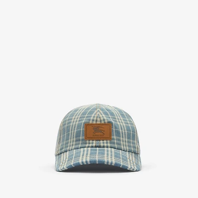 Check Denim Baseball Cap in Dark indigo blue - Men | Burberry® Official