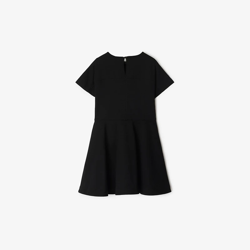 Check Label Cotton Dress in Black | Burberry® Official