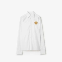 Regular Fit B Crest Cotton Shirt in Optic white - Women | Burberry® Official