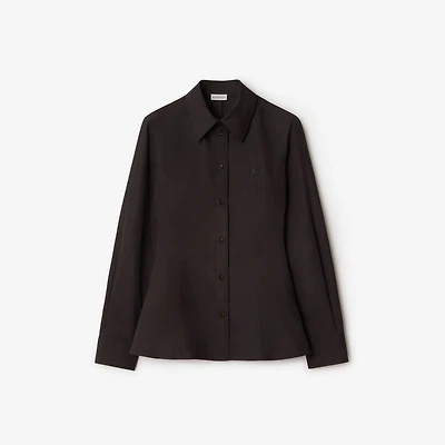 Slim Fit Cotton Poplin Shirt in Bark brown - Women | Burberry® Official
