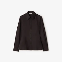 Slim Fit Cotton Poplin Shirt in Bark brown - Women | Burberry® Official