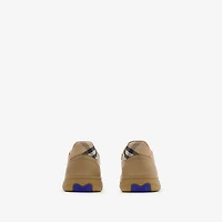 Leather and Check Terrace Sneakers​ in Sand/sand - Men | Burberry® Official