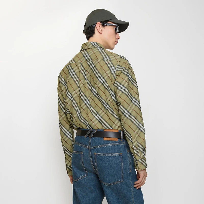 Relaxed Fit Check Cotton Shirt in Glade green - Men | Burberry® Official