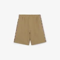 Check Trim Cotton Shorts in Sparrow beige - Men | Burberry® Official
