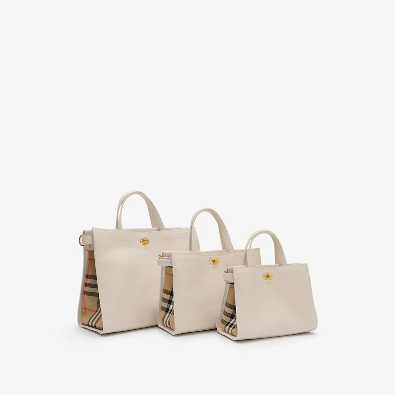 Mini Cotswolds Check Tote in Soap beige - Women, Leather | Burberry® Official