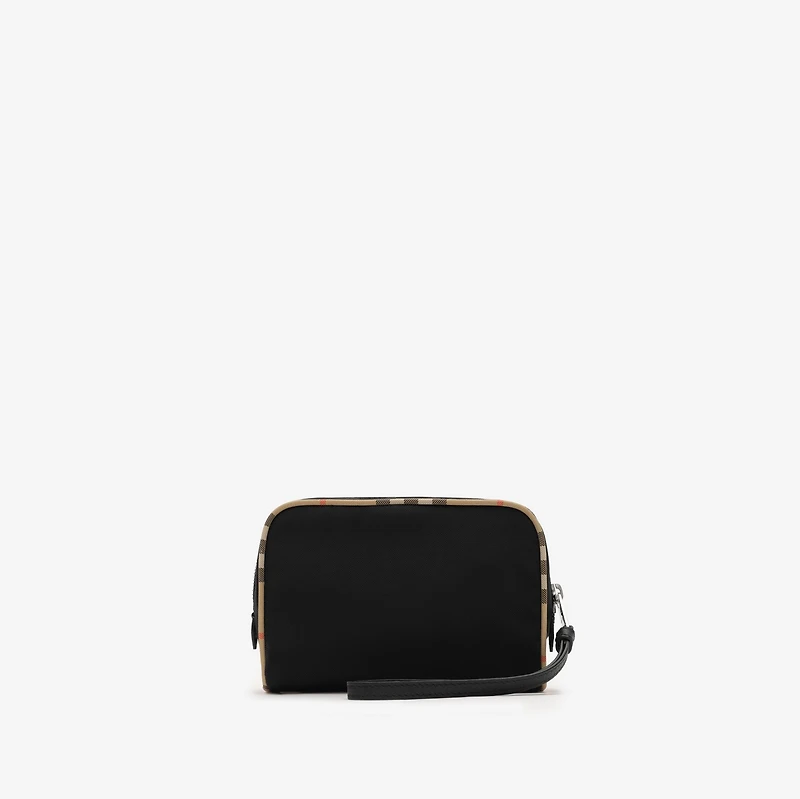 Check Trim Travel Pouch in Black - Men