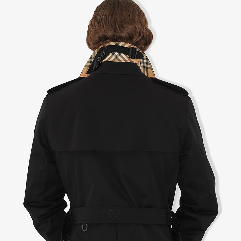 Mid-length Kensington Heritage Trench Coat in Black - Men, Cotton Gabardine | Burberry® Official