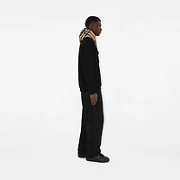 Check Hood Cotton Hoodie in Black - Men | Burberry® Official