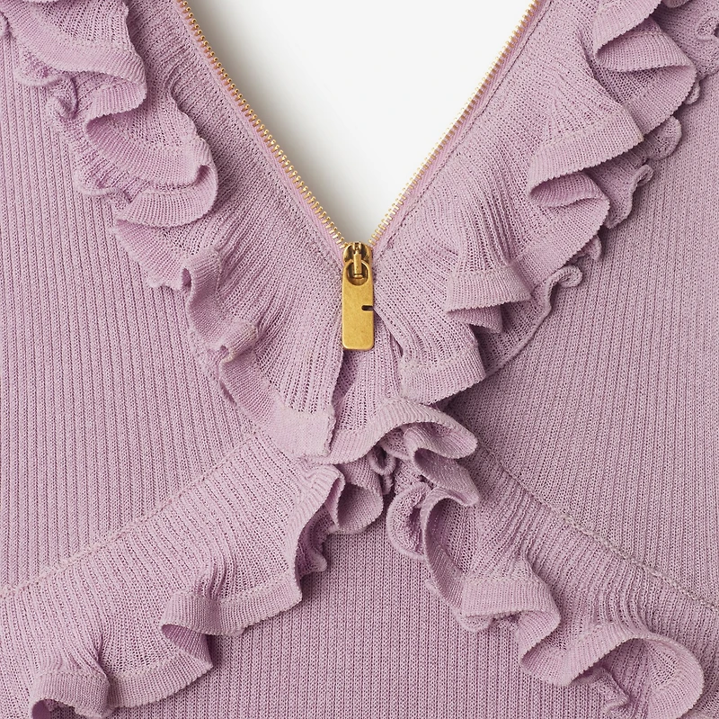 Ruffled Silk Blend Dress in Wisteria - Women | Burberry® Official