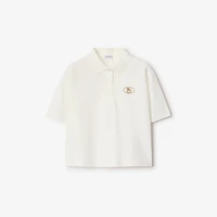 Cropped Cotton Polo Shirt in Chalk - Women | Burberry® Official