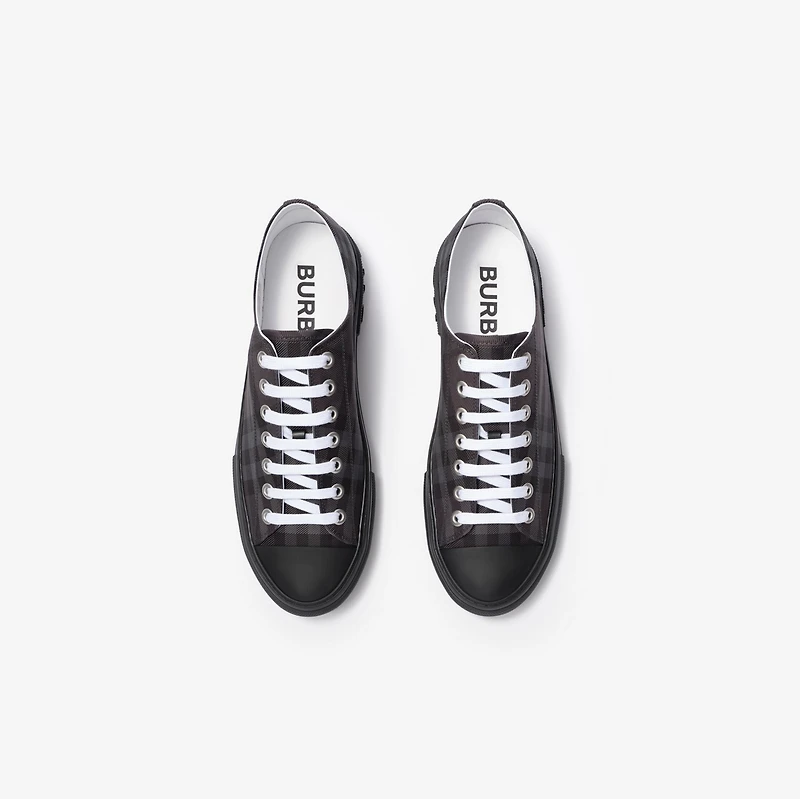 Check Nylon Blend Sneakers in Iron grey - Men | Burberry® Official