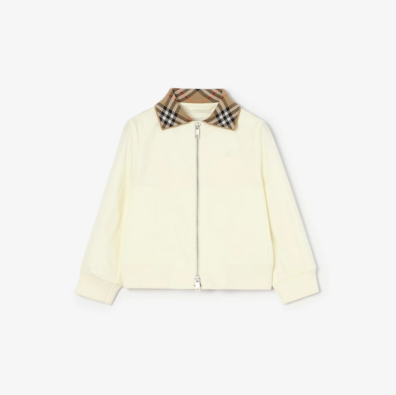 Cotton Hayfield Harrington Jacket in Chalk white | Burberry® Official