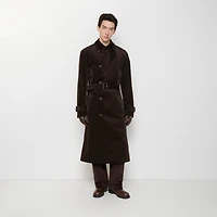 Long Corduroy Trench Coat in Clove brown - Men, Cotton | Burberry® Official