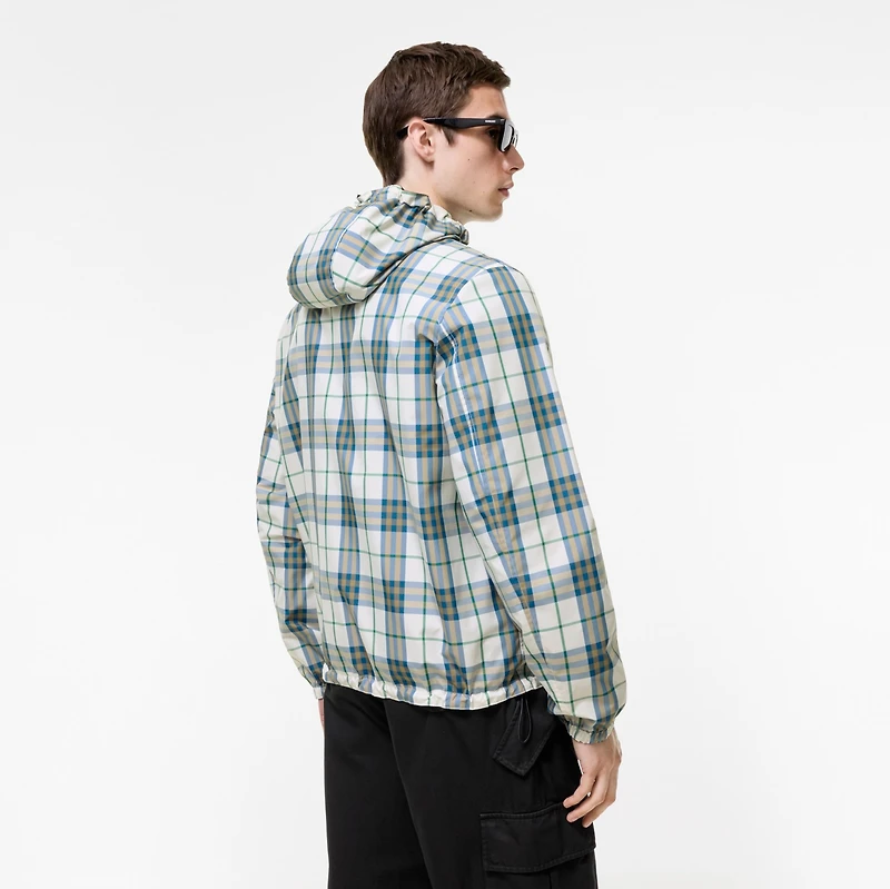 Reversible Check Hooded Jacket in Peacock blue - Men, Nylon | Burberry® Official