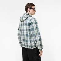 Reversible Check Hooded Jacket in Peacock blue - Men, Nylon | Burberry® Official