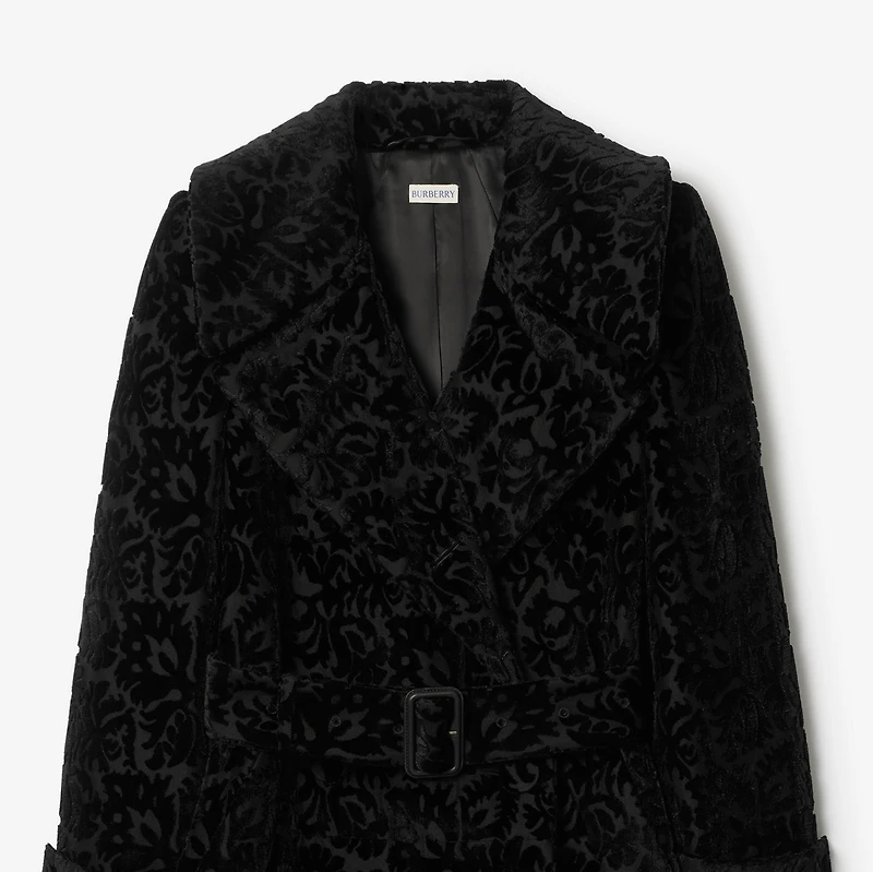 Vine Silk Blend Velvet Tailored Coat in Black - Women | Burberry® Official