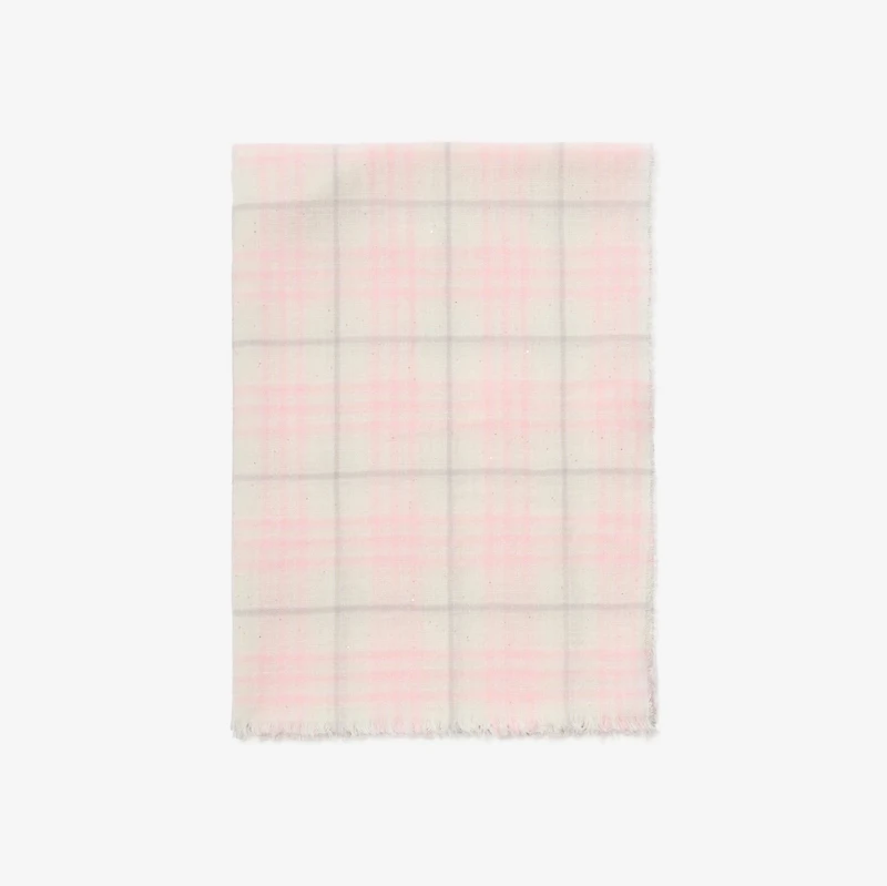 Wide Check Wool Silk Blend Scarf in Flora pink | Burberry® Official