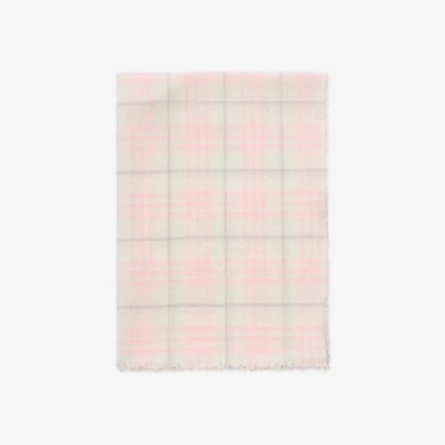 Wide Embellished Check Wool Silk Blend Scarf in Flora pink | Burberry® Official