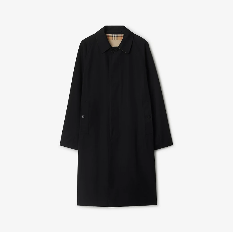Long Camden Heritage Car Coat in Black - Men, Cotton Gabardine | Burberry® Official