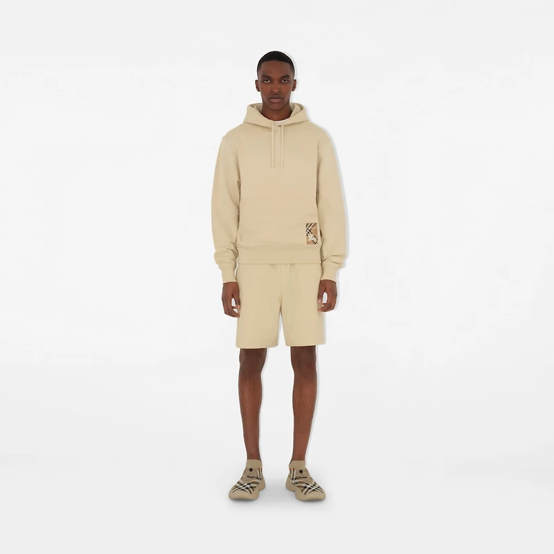 Check Label Cotton Shorts in Nutmeg - Men | Burberry® Official