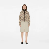 Check Hooded Jacket in Alabaster - Women, Nylon | Burberry® Official