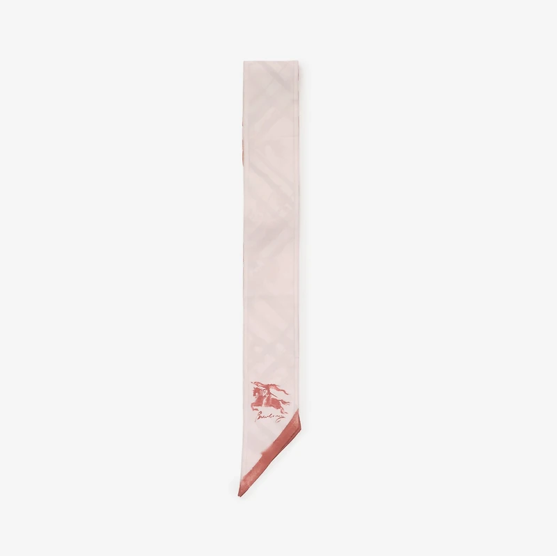 Skinny Watercolour Check Silk Scarf in Quartz pink | Burberry® Official