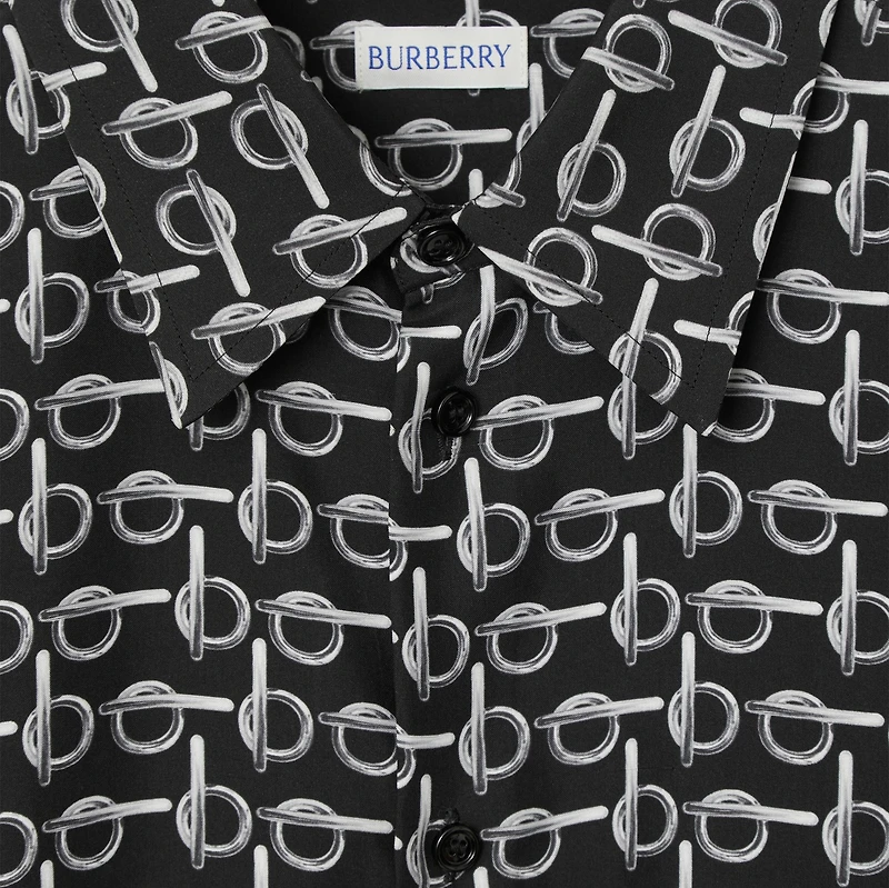 B Silk Shirt in Silver/black - Men | Burberry® Official
