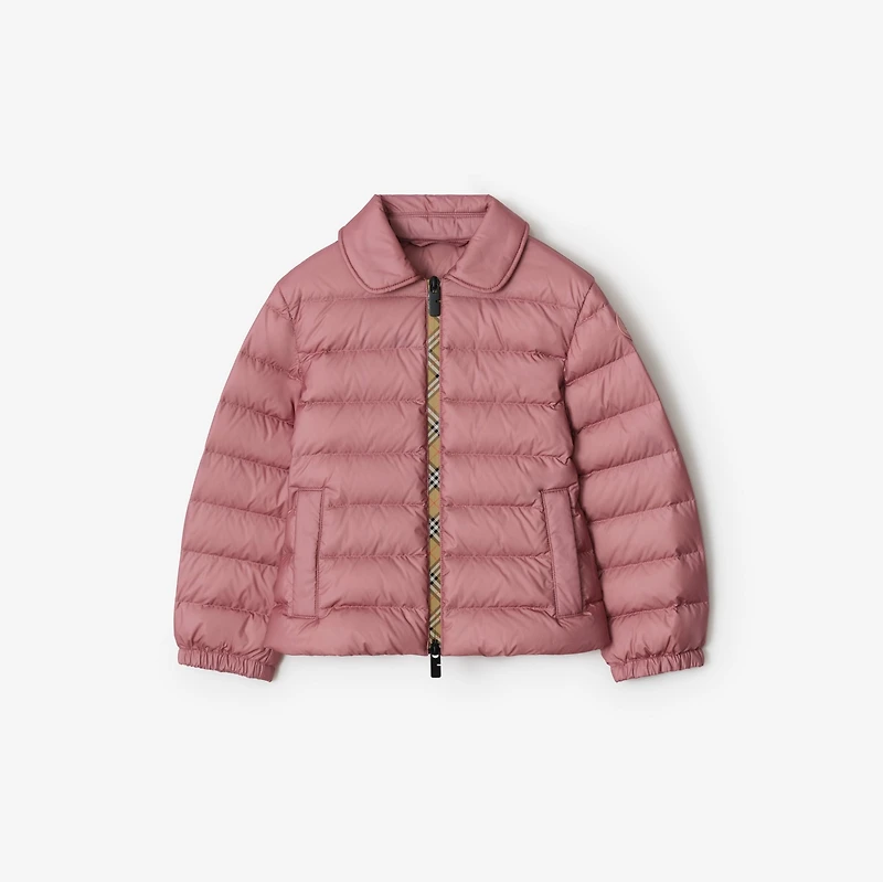 Checker-tape Nylon Puffer Jacket in Antique rose | Burberry® Official