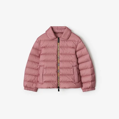 Checker-tape Nylon Puffer Jacket in Antique rose | Burberry® Official