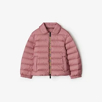Checker-tape Nylon Puffer Jacket in Antique rose | Burberry® Official