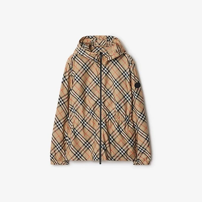 Check Lightweight Jacket in Sand - Women, Nylon | Burberry® Official