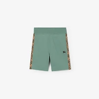 Check Trim Cotton Shorts in Gulf green | Burberry® Official