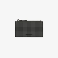 Check Zip Card Case in Charcoal - Men | Burberry® Official