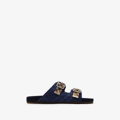 Check Denim Urchin Sandals in Navy - Men | Burberry® Official
