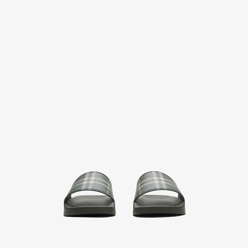 Check Slides in Thicket green - Men | Burberry® Official