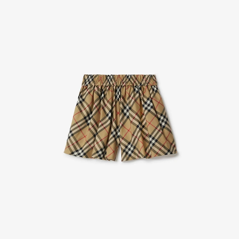 Check Stretch Cotton Shorts in Archive beige | Burberry® Official