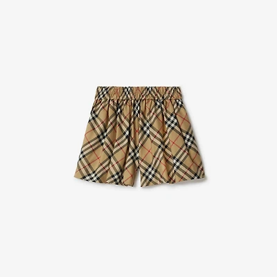 Check Stretch Cotton Shorts in Archive beige | Burberry® Official